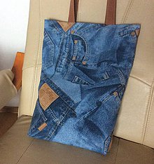 Nákupné tašky - taška s riflovým vzorom - 12294119_