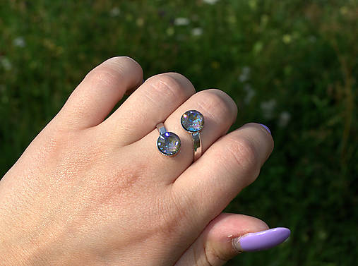 Duo Swarovski Element z rhodiovaného striebra