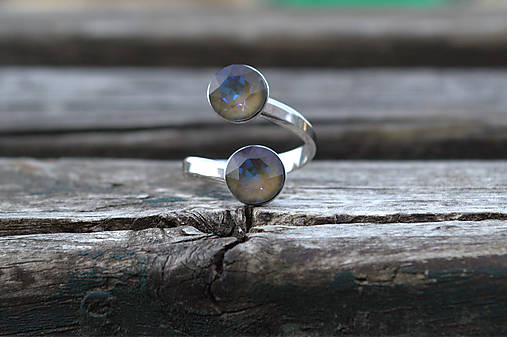 Duo Swarovski Element z rhodiovaného striebra