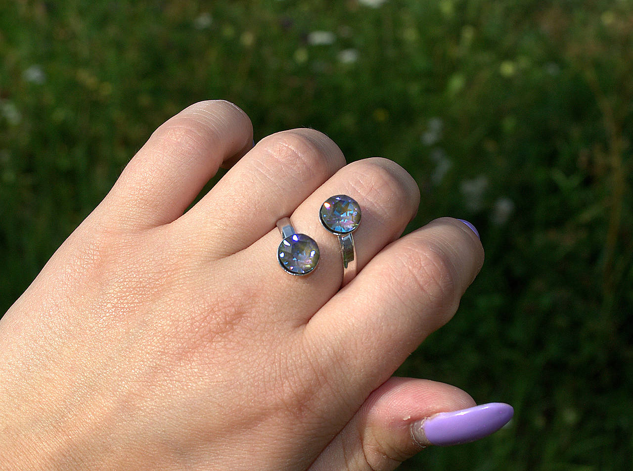 Duo Swarovski Element z rhodiovaného striebra