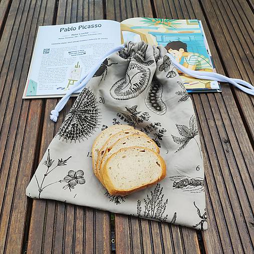 Úžitkový textil - Zero waste vrecúško veľké (S ľanovou podšívkou) - 12293009_