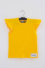 Detské oblečenie - Dievčenské tričko s volánikom (128-134 - Žltá) - 12292625_
