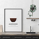 Grafika - AMERICANO, minimalistický print biely - 12297204_