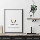Grafika - AFFOGATO, minimalistický print biely - 12297245_