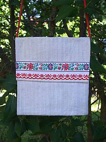 Taštičky - Kapsička z ručne tkaného plátna folk (3) - 12296897_
