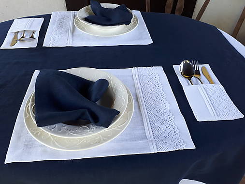 Úžitkový textil - Ľanové prestieranie Luxury Linen White - 12302507_