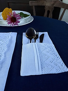 Úžitkový textil - Puzdro na príbor Luxury Linen White - 12302543_