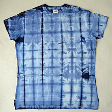 Topy, tričká, tielka - Bílo-modré batikované dámské triko XXL 11122625 - 12301474_
