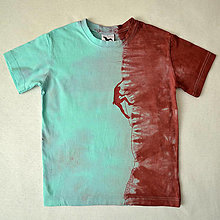 Detské oblečenie - Mentolovo-vínové dětské tričko s horolezcem (8 let) 11122622 - 12301499_