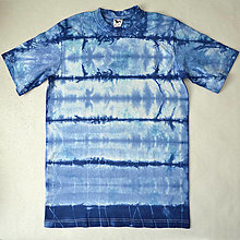Topy, tričká, tielka - Bílo-modré batikované triko L 11122558 - 12301636_