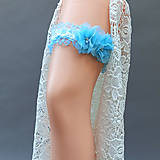 Spodná bielizeň - Wedding Lace Collection Blue ... podvazek - 12305339_