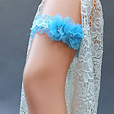 Spodná bielizeň - Wedding Lace Collection Blue ... podvazek - 12305340_