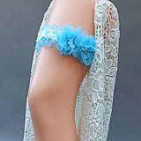 Spodná bielizeň - Wedding Lace Collection Blue ... podvazek - 12305341_