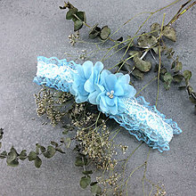 Spodná bielizeň - Wedding Lace Collection Blue ... podvazek - 12305336_
