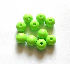 Korálky - Korálky Color plast 8 mm - 50 ks (110 - zelená) - 12304468_