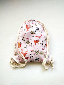 Detské tašky - Detský batoh - vrecúško, les na ružovej - 12305666_