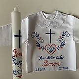 Detské oblečenie - Krstná maľovaná ľudovoladená - 12303901_