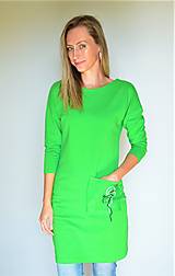 Zelené tunikové šaty z teplákoviny s vreckom
