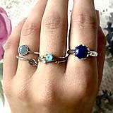 Prstene - Simple Leaf Silver Gemstone Ring Ag925 / Strieborný prsteň s minerálom  (Blue Aquamarine / Akvamarín modrý) - 12307377_