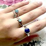 Prstene - Simple Leaf Silver Gemstone Ring Ag925 / Strieborný prsteň s minerálom  (Blue Aquamarine / Akvamarín modrý) - 12307379_