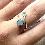 Prstene - Simple Leaf Silver Gemstone Ring Ag925 / Strieborný prsteň s minerálom  (Blue Aquamarine / Akvamarín modrý) - 12307380_
