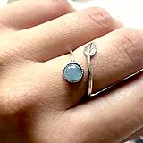 Prstene - Simple Leaf Silver Gemstone Ring Ag925 / Strieborný prsteň s minerálom  (Blue Aquamarine / Akvamarín modrý) - 12307382_