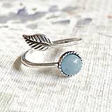 Prstene - Simple Leaf Silver Gemstone Ring Ag925 / Strieborný prsteň s minerálom  (Blue Aquamarine / Akvamarín modrý) - 12307384_