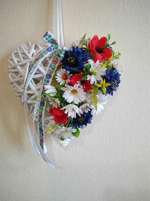 Dekorácie - folklórne srdiečko 25 cm - 12309373_