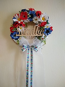 Dekorácie - folklórny veniec "Svadba" 28 cm - 12309388_