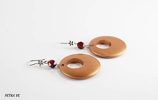 Náušnice - Drevené náušnice BRONZOVÉ - 12311333_