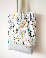 Nákupné tašky - Taška akvarelové rastlinky  (So zipsom na objednávku) - 12313044_