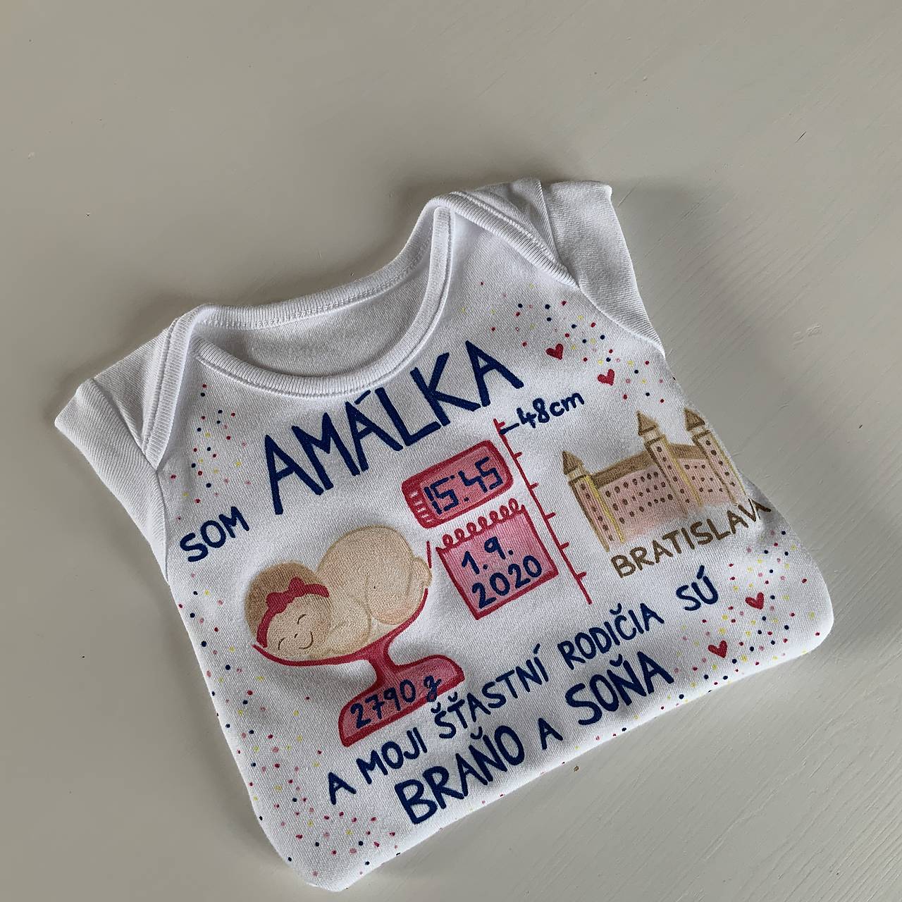 Originálne maľované body k narodeniu bábätka (Dievčenské 2)