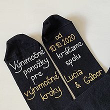 Ponožky, pančuchy, obuv - Maľované ponožky pre ženícha (čierne s menami) - 12312658_