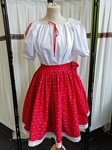 Sukne - Modrotlačová sukňa s mašľou (34 - 46 - Červená) - 12313582_