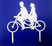 Svadobný zápich - pár na bicykli (Biela)