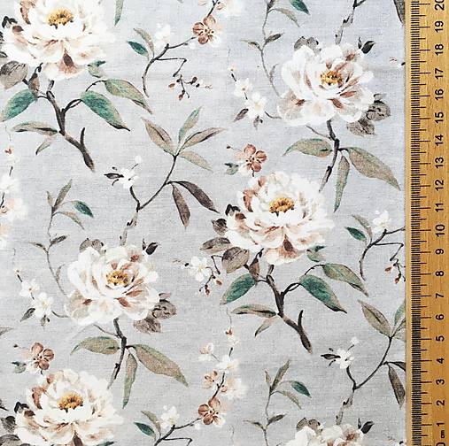 Sivé ruže, 100 % predzrážaná bavlna Španielsko, šírka 150 cm