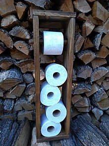 Nábytok - Drevený stojan na toaletný papier s držiakom - 12321780_