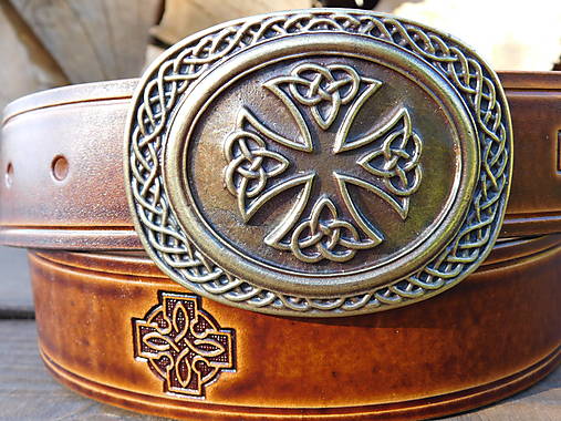 Kožený opasok 4 cm - Keltský kríž