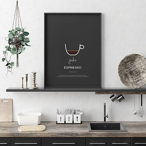 Grafika - KÁVA NA ŽELANIE, minimalistický print čierny - 12323876_