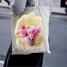 Nákupné tašky - Taška 100% bavlnené plátno / Kvety No.1 - 12324061_
