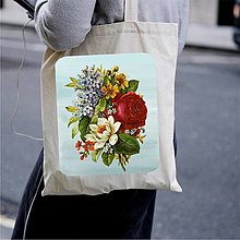 Nákupné tašky - Taška 100% bavlnené plátno / Kytica No.1 - 12324067_