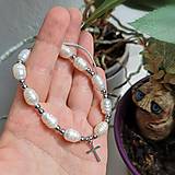 Náramky - Náramok ruženček perla a oceľ - 12327267_