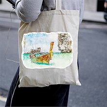 Nákupné tašky - Taška 100% bavlnené plátno / Loď No.1 - 12326226_