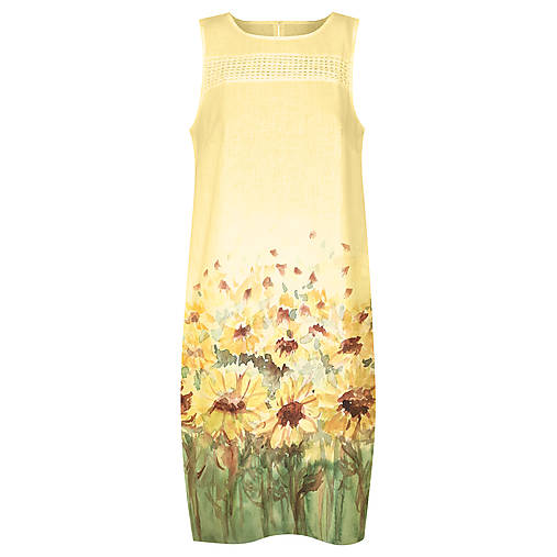  - Malované lněné šaty Slunečnice (Šaty s malbou na přední straně) - 12327842_