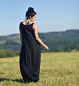 Šaty - Lněné maxi šaty Noir - 12327979_