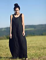 Šaty - Lněné maxi šaty Noir - 12327980_