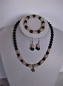 Sady šperkov - Súprava z ónyxu a ruženínu - 12330743_