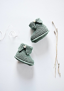 Detské topánky - Papučky pre bábätko - chlapčeka (Jedľová - dĺžka: 10 cm) - 12333032_