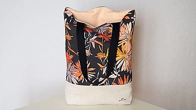 Nákupné tašky - Taška- žiarivé kvety na čiernej - 12332947_