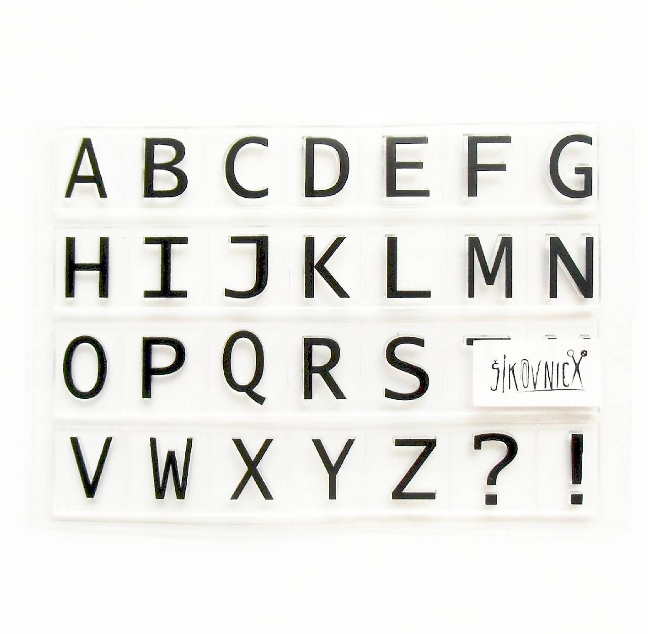 - 50% silikónové razítka, pečiatky, pôvod.cena 5,90€ (abeceda, veľké písmená)